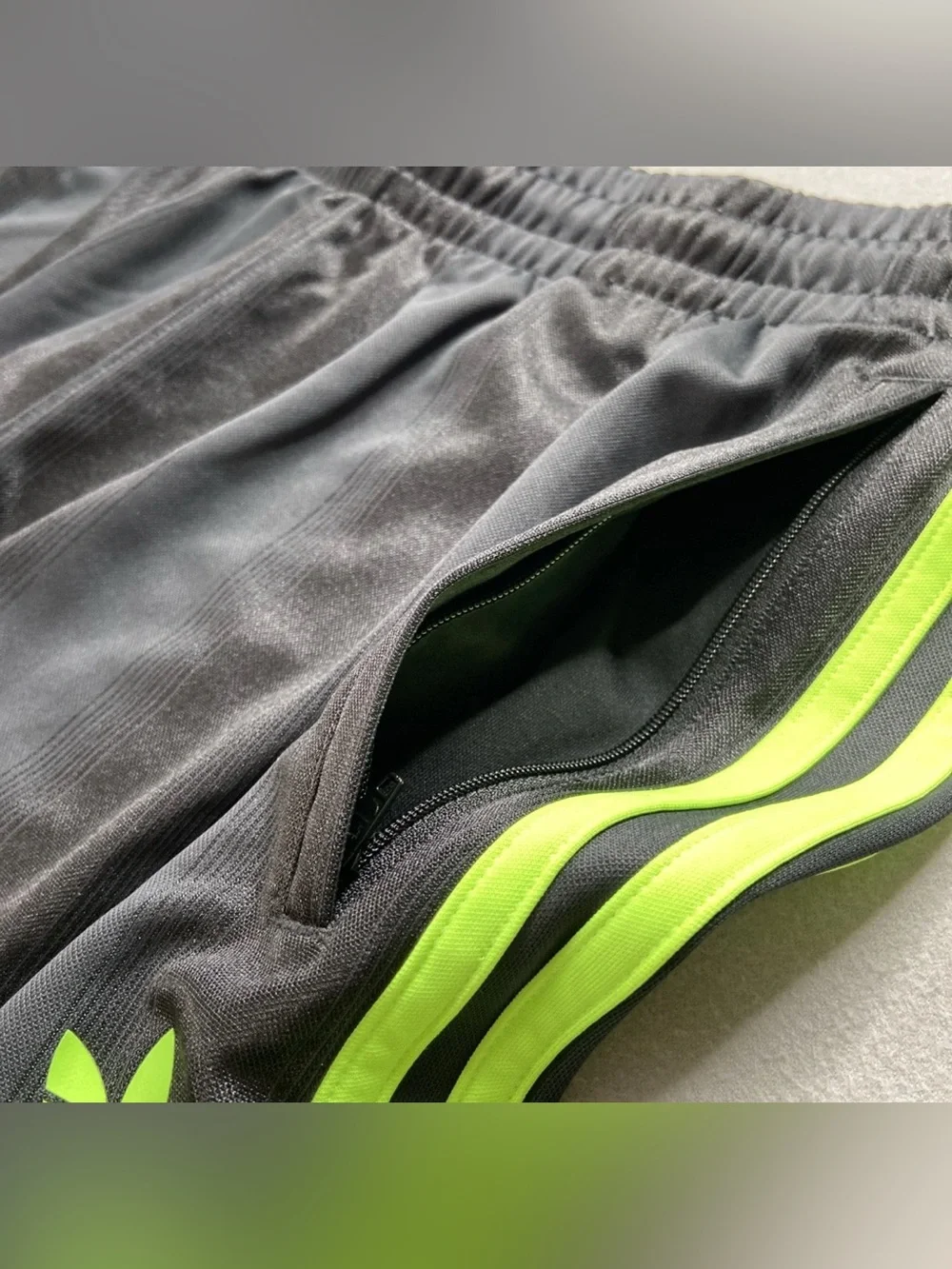 adidas Black Shorts with Neon Green Center Stripes adicolor jacquard JW5929